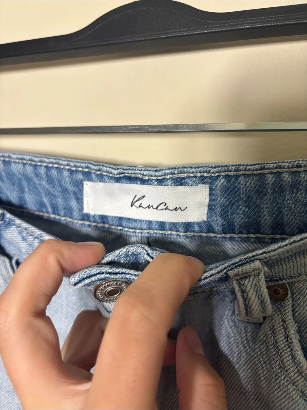 KanCan Light Blue Distressed Roll-Hem Jean Shorts